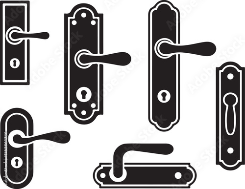 Collection of Door Handles and Knob Set With Locks Isolated on Transparent Background for Interior Room Decoration