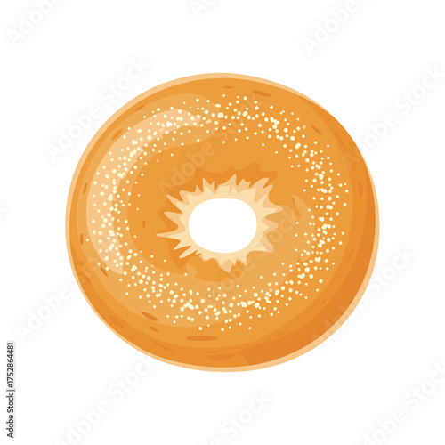 A freshly baked golden brown bagel with a lightly dusted topping is a delicious breakfast treat.