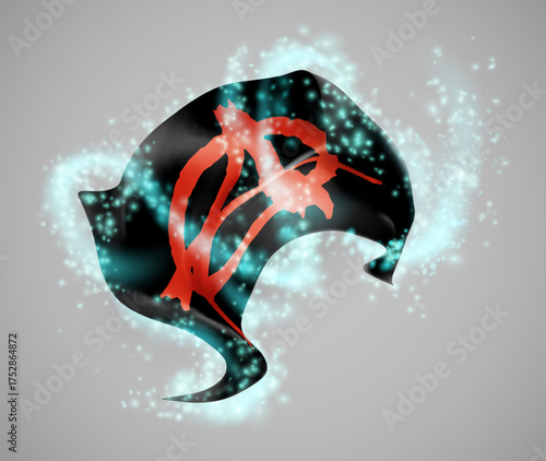 Anarchy, vector 3d flag in whirlwind of magical radiance