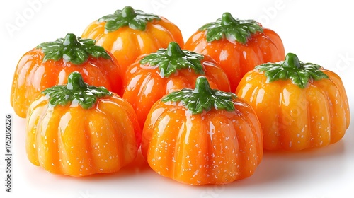 Wallpaper Mural Mini pumpkin-shaped candies with bright orange glaze for Halloween celebration, isolated on white background Torontodigital.ca
