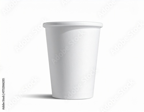 Wallpaper Mural Blank Cylindrical Paper Cup Mockup with Lid: Isolated on White. Food & Beverage Packaging, Catering Branding Torontodigital.ca