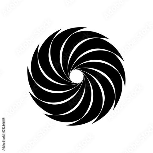 Black and white spiral design art silhouette