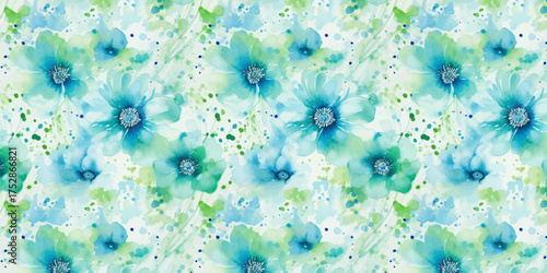 Blue floral pattern with abstract artistic flower motifs and elegant watercolor style, ideal for home decor, textile prints, wallpapers, and digital fabric designs