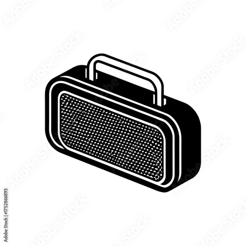 Isometric black speaker with handle silhouette