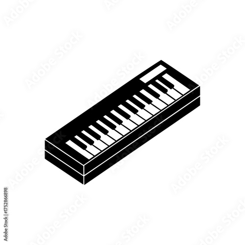 Isometric view of a piano keyboard silhouette