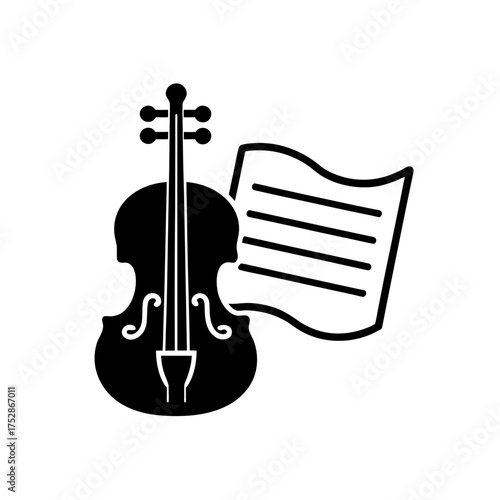 Silhouette of violin and sheet music