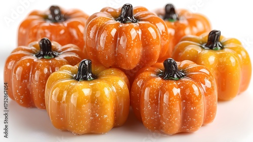 Wallpaper Mural Mini pumpkin-shaped candies with bright orange glaze for Halloween celebration, isolated on white background Torontodigital.ca