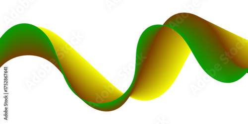 Dynamic green and yellow abstract wave on white background. Smooth gradient curves create a modern, fluid motion effect. Perfect for technology, design, business, banner, or branding concepts.
