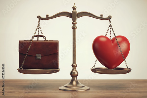 Heart Shaped Scales of Justice Balancing Love and Money