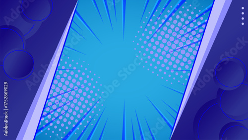 Abstract blue geometric banner background. blue comic sunburst effect background with halftone. Suitable for templates, sales banners, events, ads, web, and headers