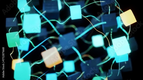 3D Abstract Blockchain and Cryptocurrency Technology Animation