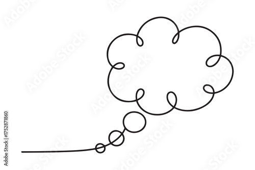 thought bubble doodle. one line Icon drawing with white background