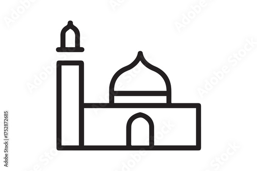 Adhan call, mosque icon. Simple line, outline vector religion icons for ui and ux, website or mobile application. one line Icon drawing with white background