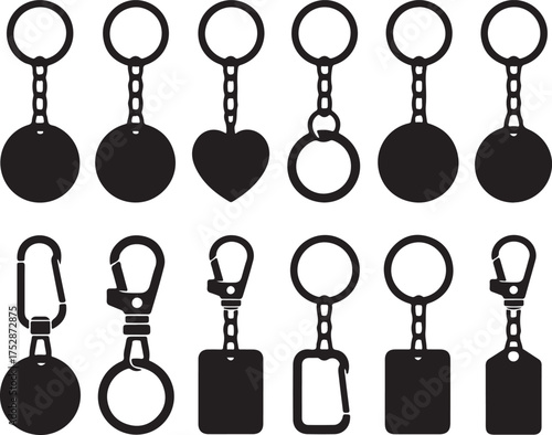 Keychain Designs Collection Including Round, Heart, and Rectangle Shapes