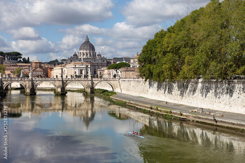 The Ponte Sant'Angelo offers a breathtaking view of St. Peter's Square and the majestic dome of St. Peter's Basilica.