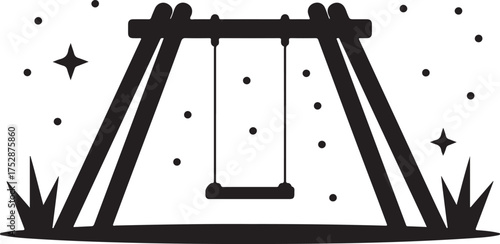 Swing Set with Stars and Night Sky Illustration