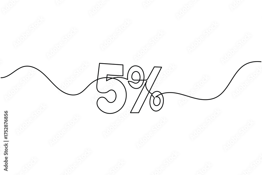 Obraz premium Percentage sign continuous one line drawing minimalist finance discount symbol illustration