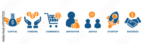 Angele Investor icon set vector concept with icon of capital, funding, commerce, depositor, advice, startup, business 