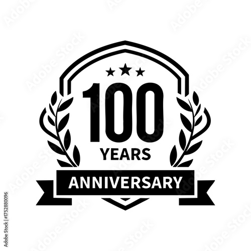 100th Anniversary Laurel Wreath Crown Engraving Vector Illustration