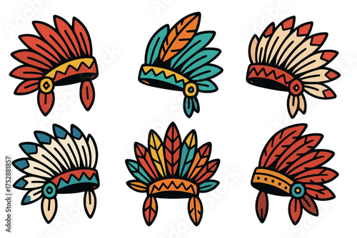 Movie night celebration with popcorn, clapperboard, and awards. Set of 6 vector illustration