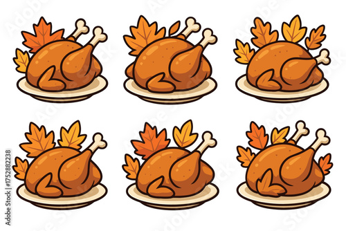 Kids celebrate winter fest with songs and decor. Set of 6 vector illustration