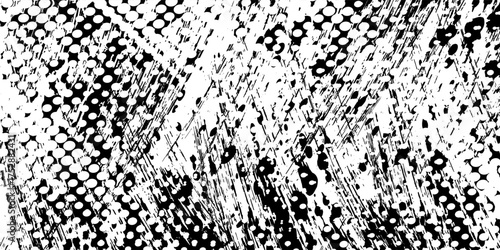 Tire tracks background for rally, drift, motocross, off-road and other auto and motorsport. Black tire marks on a white background with a worn effect and splashes of dirt..