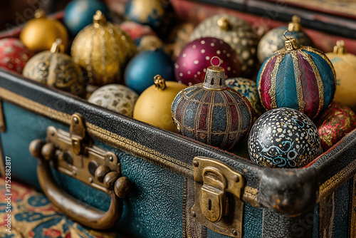 An antique travel trunk fil...