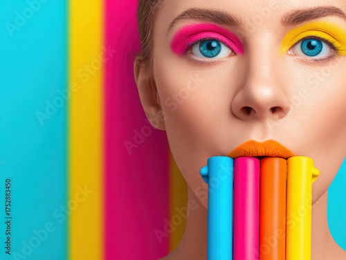 A colorful slide whistle be...