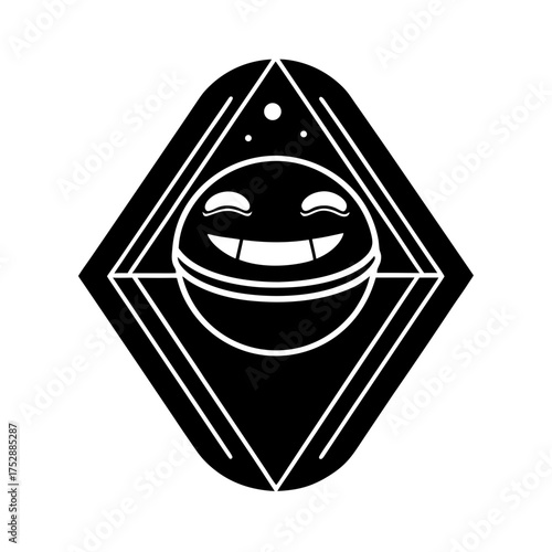 funny meme face futuristic hologram style vector character illustration