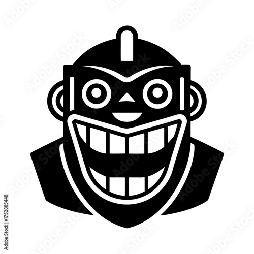 funny meme face robotic metallic style vector art  illustration