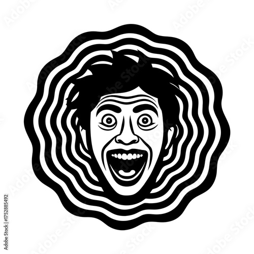 funny meme face surreal psychedelic style vector illustration