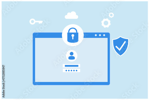 Cyber security and data protection privacy concept. Secure data management and protect data from hacker attacks and padlock icon to internet technology networking vector illustration
