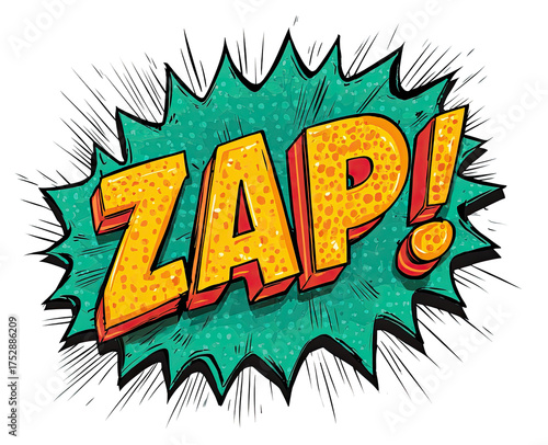 Dynamic ZAP! comic text effect bursting with energy for vibrant designs or promotions