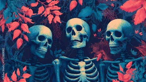 Wallpaper Mural  Halloween banner design with skeletons, spooky background, and editable party invitation text Torontodigital.ca