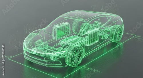 Wallpaper Mural Transparent electric car cutaway showing internal components and powertrain Torontodigital.ca