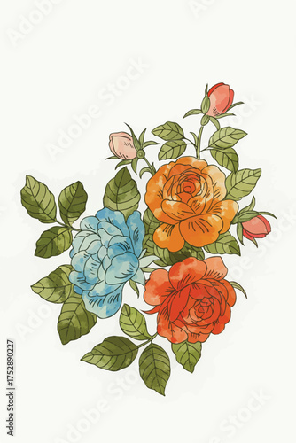 botanical flower design for printing