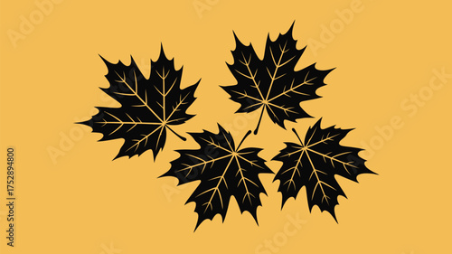 Wallpaper Mural Elegant black maple leaves on warm gold background perfect for autumn designs and Thanksgiving promotions or seasonal event invitations and fall sales Torontodigital.ca