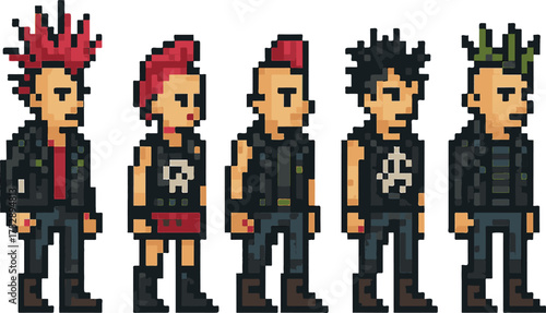 Punk pixel art, eps 10 illustration
