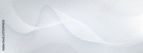 Abstract soft waves on white background. Vector realistic illustration of modern presentation template, light gray gradient and curvy lines, elegant wallpaper, geometric design with subtle elements