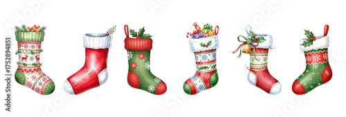 Set of Christmas Sock in Water color