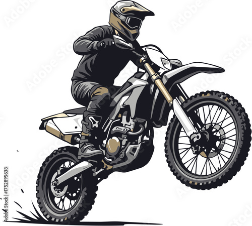 Dynamic Motocross Rider Jumping on a Dirt Bike Vector Illustration

