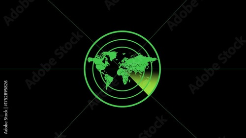 Sonar radar scanning animation in 4K video