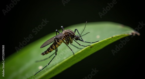 Wallpaper Mural Close-up of Mosquito on Green Leaf in Natural Environment Torontodigital.ca