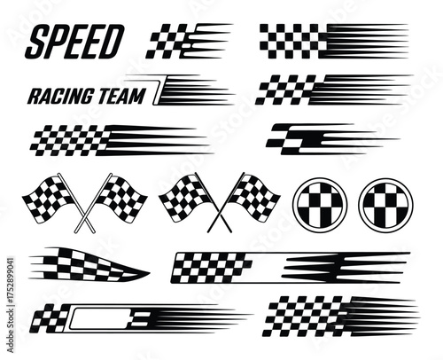 Racing Car Stripes Bundle with Track-Ready Decals, Checkered Flags, Finish Banners, and Motocross-Inspired Graphics for High-Speed Vehicle Art and Motorsport Design Projects