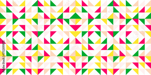 Bold seamless geometric quilt blocks pattern, triangles and diamonds shapes. Perfect for textiles, abstract backgrounds, fabric textile designs, and creative digital projects. Vector illustration.