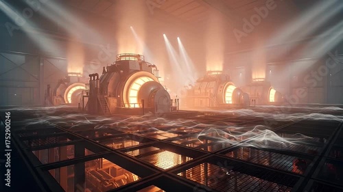 Stage performance under bright lights and smoke
