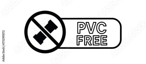 Black silhouette flat icon and outline icon style. two minimal vector icon style. Modern packaging label design. Circular black icon on the left with simple flat pictogram of PVC pipe