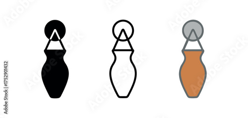 mounted vase icon on white background Black silhouette flat icon outline icon and colored icon style. 1x3 grid. three minimal vector icon style