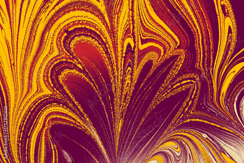 Abstract marble texture floral pattern . Traditional art of Ebru marbling