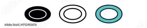 ceramic plate dish icon on white background Black silhouette flat icon outline icon and colored icon style. 1x3 grid. three minimal vector icon style